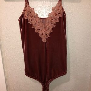Pink Floral Lace Velvet Bodysuit!!!